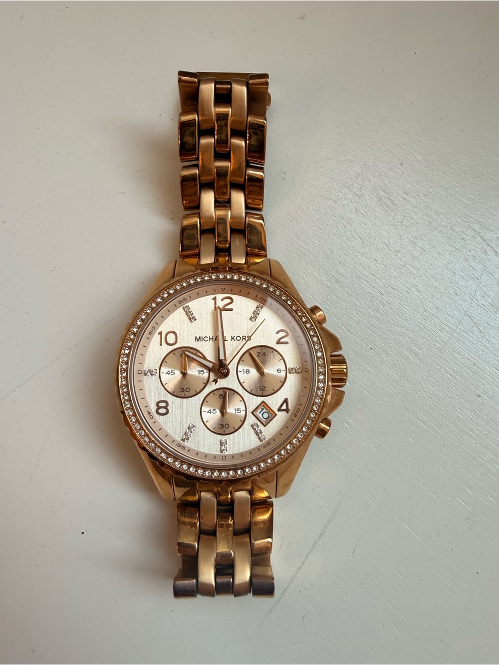 Michael Kors Rose Gold Crystal-Trim Chronograph Bracelet Watch